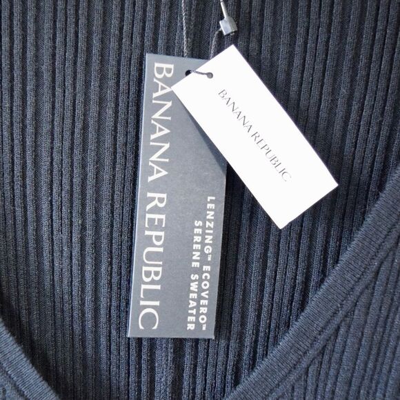 BANANA REPUBLIC Ribbed V-Neck Sweater Dress, Black, Size Small NWT $150 - Picture 7 of 15